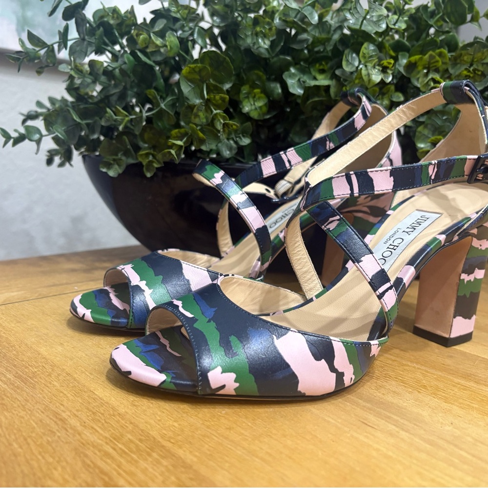 Size 40 Jimmy Choo Pink and Green Camouflage Heels